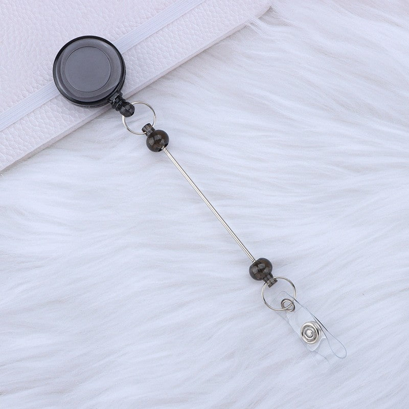 Wholesale Beadable Badge Reels Identification Easy To Pull Buckle DIY Beaded Plastic Keychain